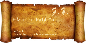 Fórizs Helén névjegykártya